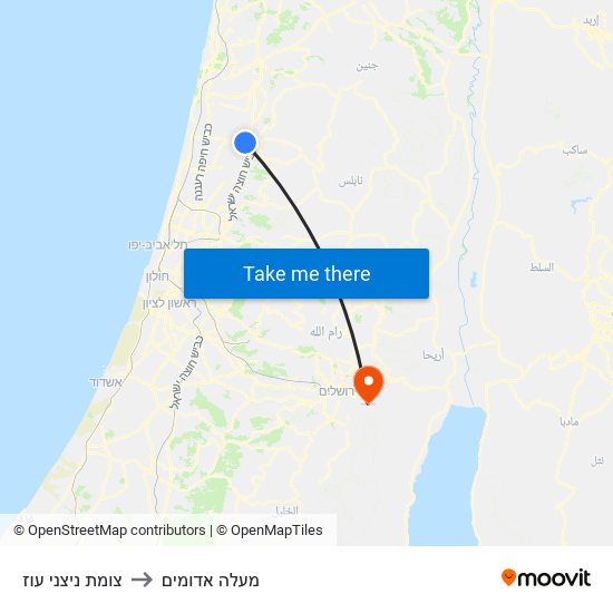 צומת ניצני עוז to מעלה אדומים map