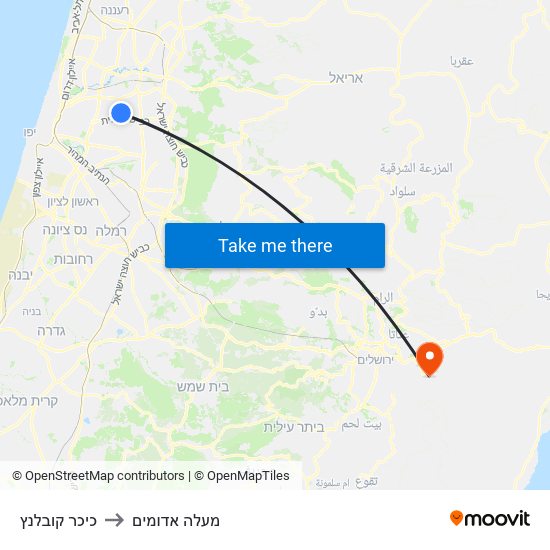 כיכר קובלנץ to מעלה אדומים map