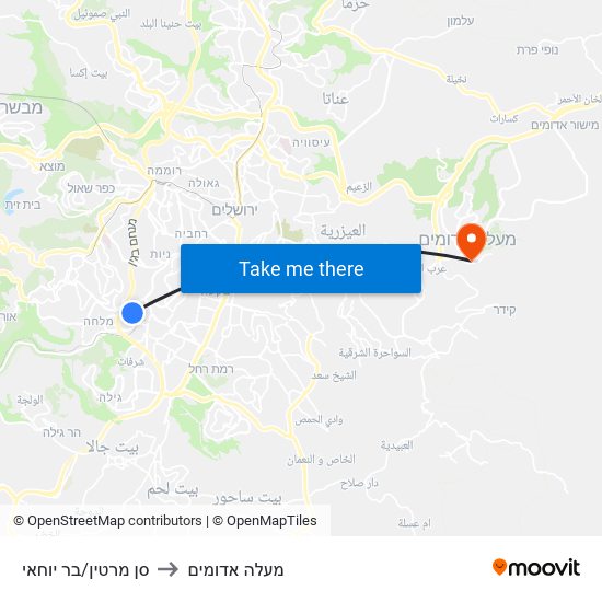 סן מרטין/בר יוחאי to מעלה אדומים map