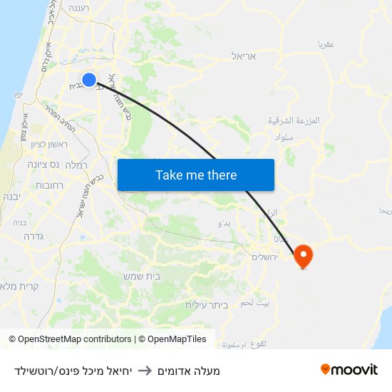 יחיאל מיכל פינס/רוטשילד to מעלה אדומים map