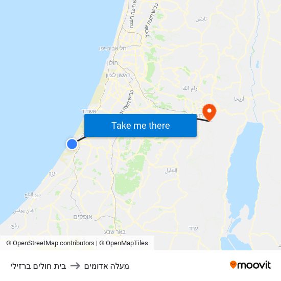 בית חולים ברזילי to מעלה אדומים map