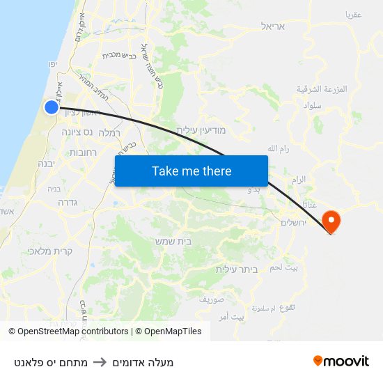 מתחם יס פלאנט to מעלה אדומים map