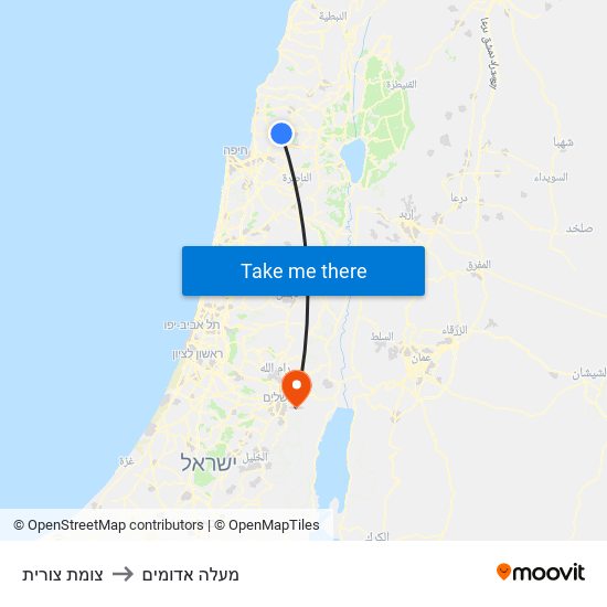 צומת צורית to מעלה אדומים map