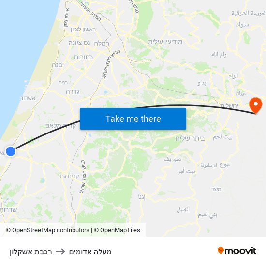 רכבת אשקלון to מעלה אדומים map