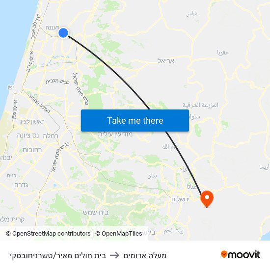 בית חולים מאיר/טשרניחובסקי to מעלה אדומים map