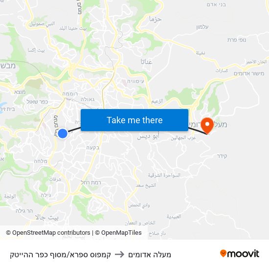 קמפוס ספרא/מסוף כפר ההייטק to מעלה אדומים map