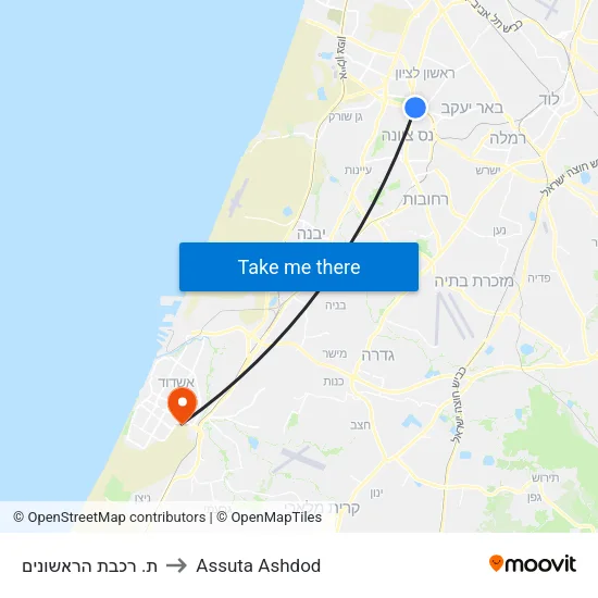 ת. רכבת הראשונים to Assuta Ashdod map