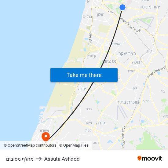 מחלף מסובים to Assuta Ashdod map