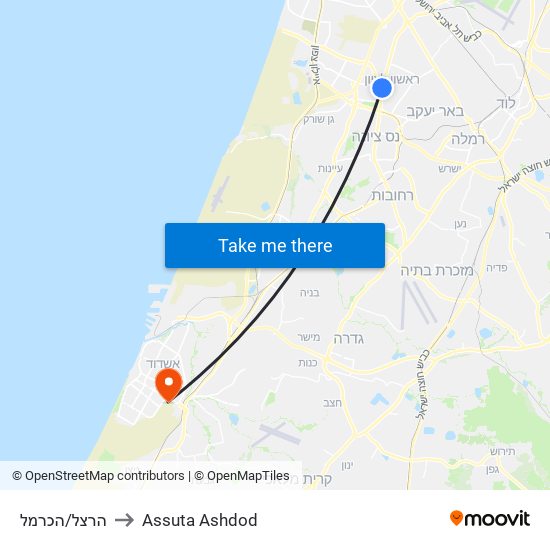 הרצל/הכרמל to Assuta Ashdod map