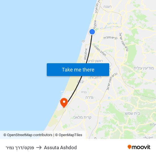 פנקס/דרך נמיר to Assuta Ashdod map