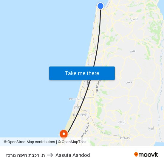 ת. רכבת חיפה מרכז to Assuta Ashdod map
