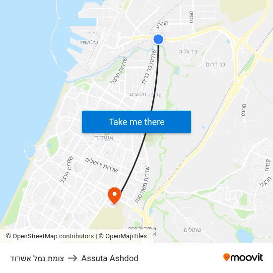 צומת נמל אשדוד to Assuta Ashdod map
