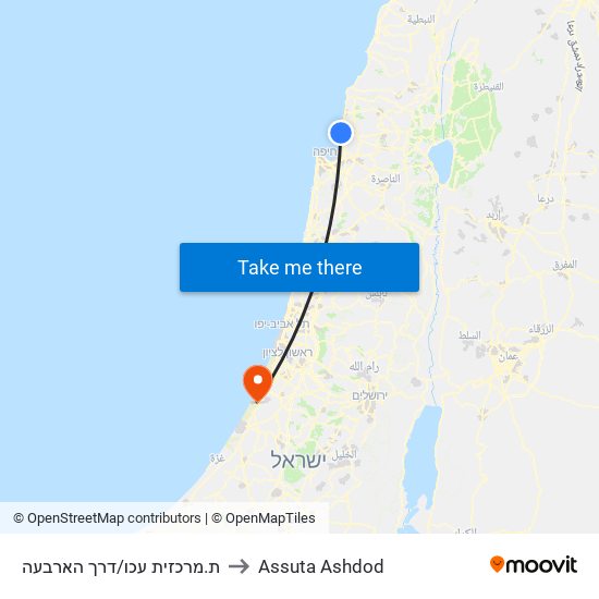 ת.מרכזית עכו/דרך הארבעה to Assuta Ashdod map