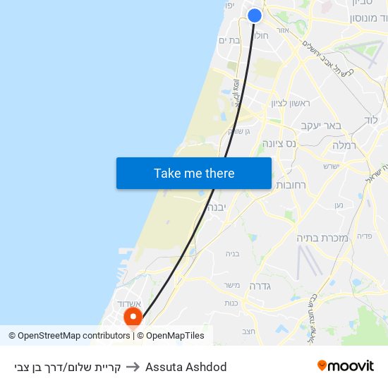 קריית שלום/דרך בן צבי to Assuta Ashdod map