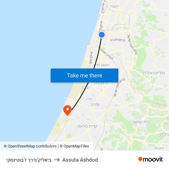 ביאליק/דרך ז'בוטינסקי to Assuta Ashdod map