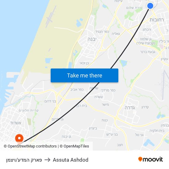 פארק המדע/ויצמן to Assuta Ashdod map