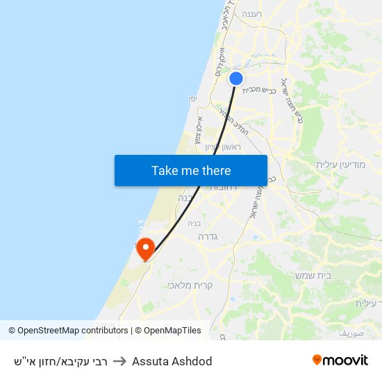 רבי עקיבא/חזון אי''ש to Assuta Ashdod map