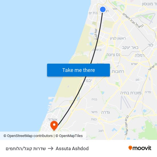 שדרות קוגל/הלוחמים to Assuta Ashdod map