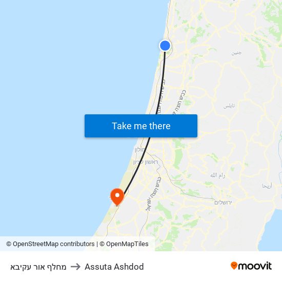 מחלף אור עקיבא to Assuta Ashdod map