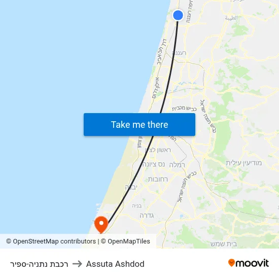 רכבת נתניה-ספיר to Assuta Ashdod map