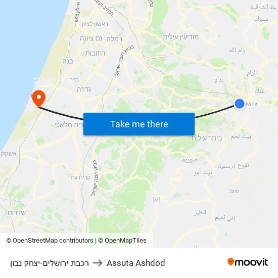 רכבת ירושלים-יצחק נבון to Assuta Ashdod map