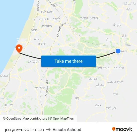 רכבת ירושלים-יצחק נבון to Assuta Ashdod map