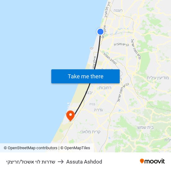 שדרות לוי אשכול/זריצקי to Assuta Ashdod map