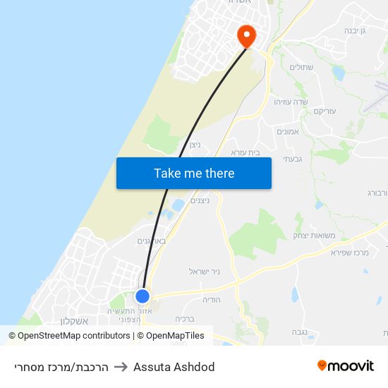 הרכבת/מרכז מסחרי to Assuta Ashdod map