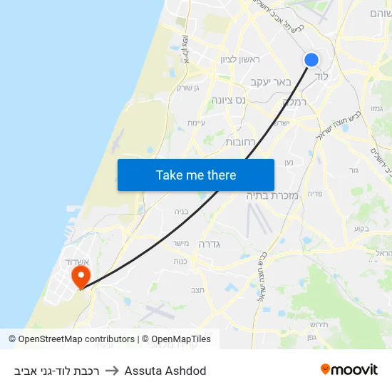 רכבת לוד-גני אביב to Assuta Ashdod map