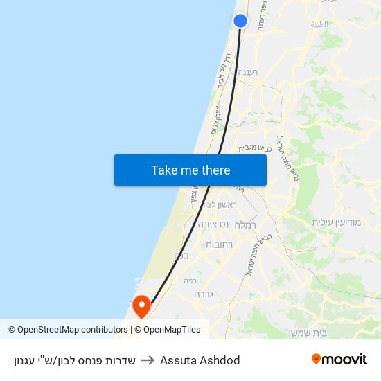 שדרות פנחס לבון/ש''י עגנון to Assuta Ashdod map