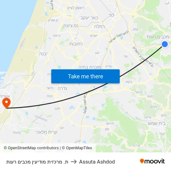 ת. מרכזית מודיעין מכבים רעות to Assuta Ashdod map