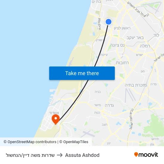 שדרות משה דיין/הנחשול to Assuta Ashdod map