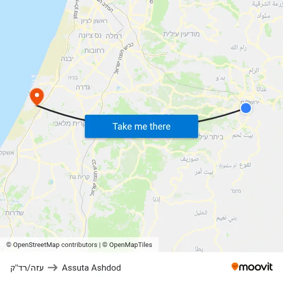 עזה/רד''ק to Assuta Ashdod map
