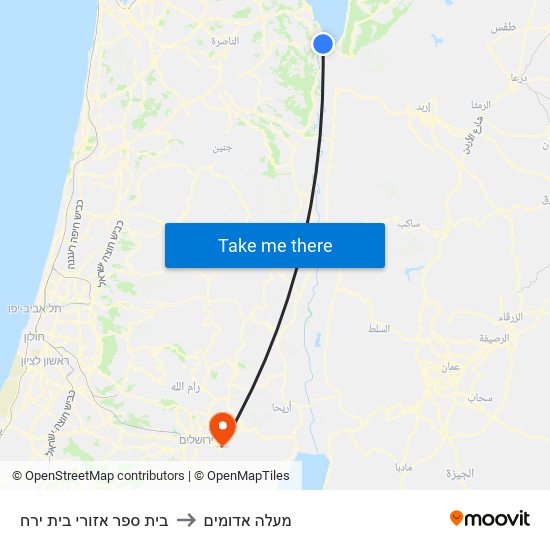 בית ספר אזורי בית ירח to מעלה אדומים map