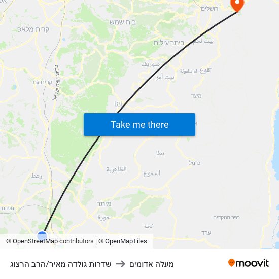 שדרות גולדה מאיר/הרב הרצוג to מעלה אדומים map