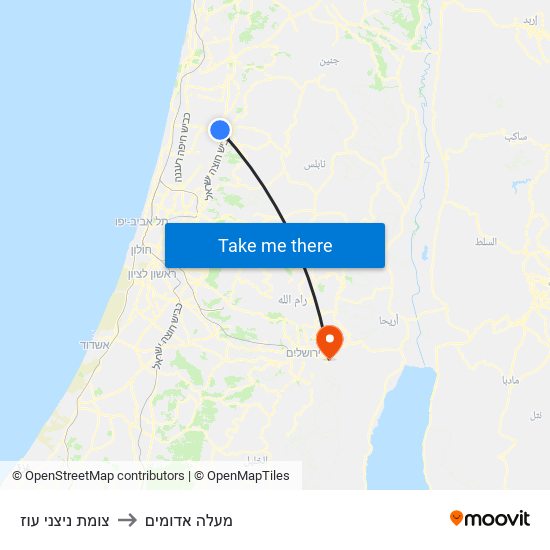 צומת ניצני עוז to מעלה אדומים map