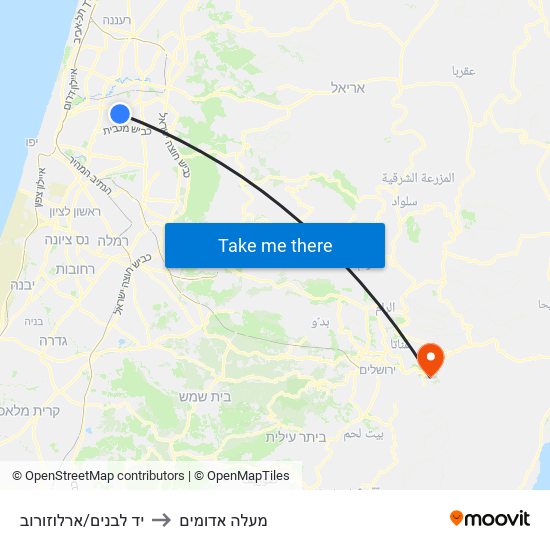 יד לבנים/ארלוזורוב to מעלה אדומים map