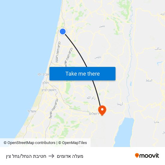 חטיבת הנחל/נחל צין to מעלה אדומים map