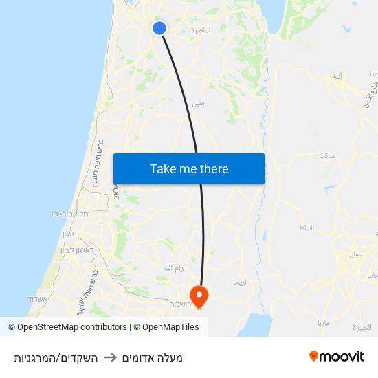 השקדים/המרגניות to מעלה אדומים map