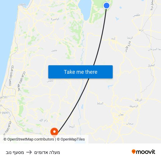 מסעף נוב to מעלה אדומים map