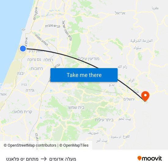 מתחם יס פלאנט to מעלה אדומים map