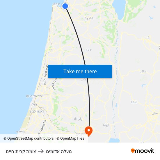 צומת קרית חיים to מעלה אדומים map