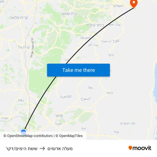 ששת הימים/דקר to מעלה אדומים map