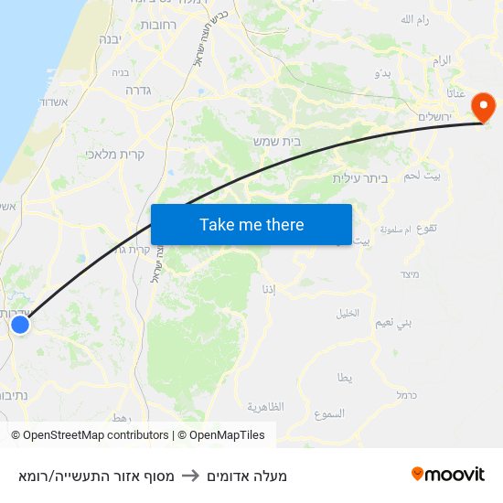 מסוף אזור התעשייה/רומא to מעלה אדומים map