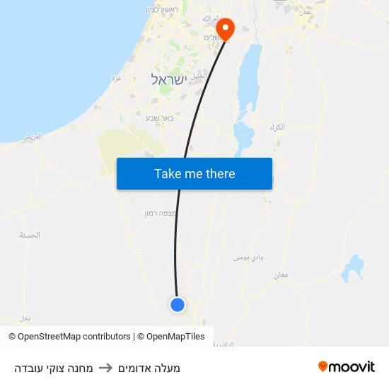 מחנה צוקי עובדה to מעלה אדומים map