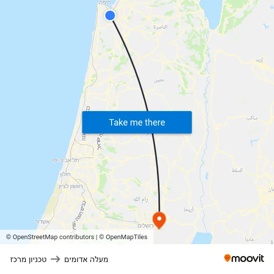 טכניון מרכז to מעלה אדומים map