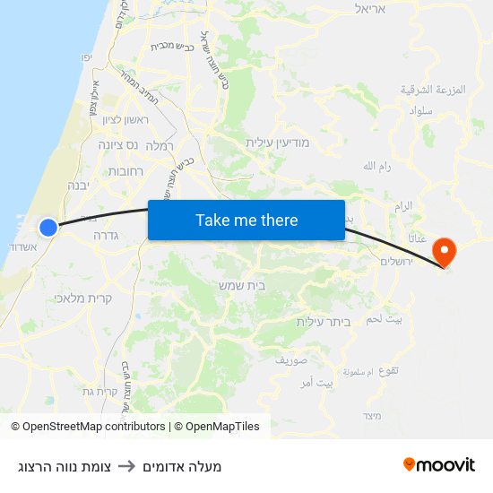 צומת נווה הרצוג to מעלה אדומים map