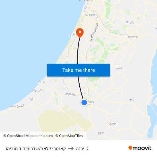 קאנטרי קלאב/שדרות דוד טוביהו to גן יבנה map