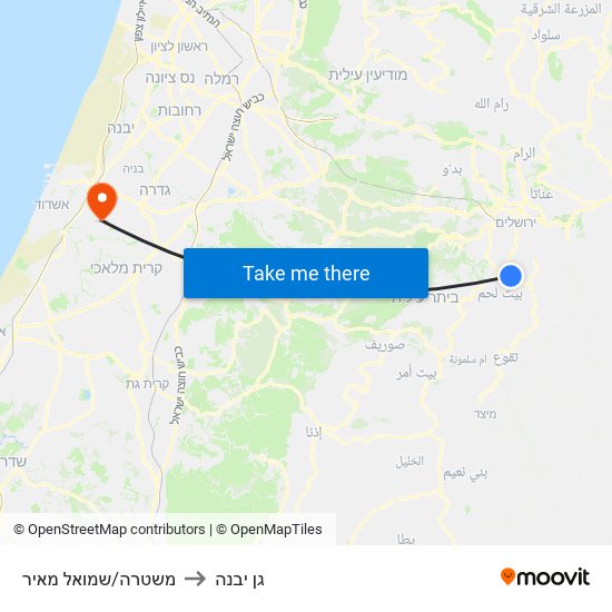 משטרה/שמואל מאיר to גן יבנה map