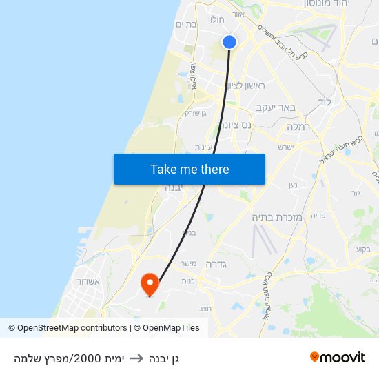 ימית 2000/מפרץ שלמה to גן יבנה map